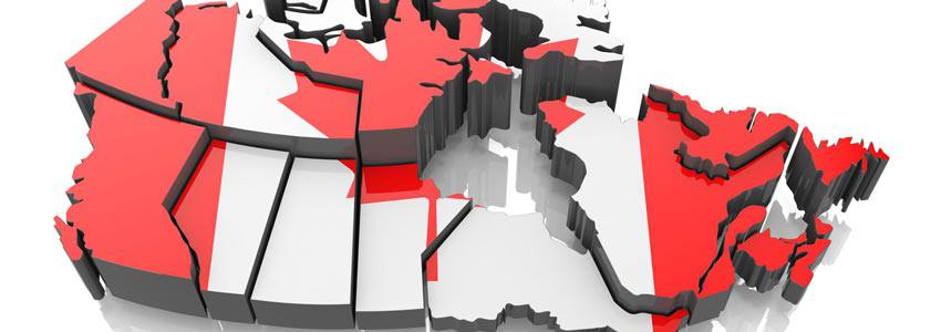 The map of Canada with each province separated
