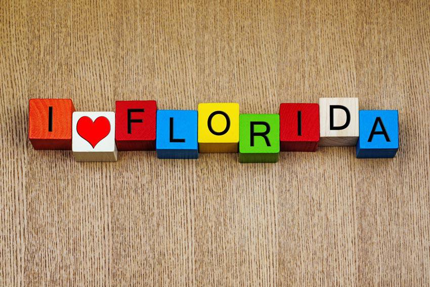 Cube toys written ''I heart Florida'' on it