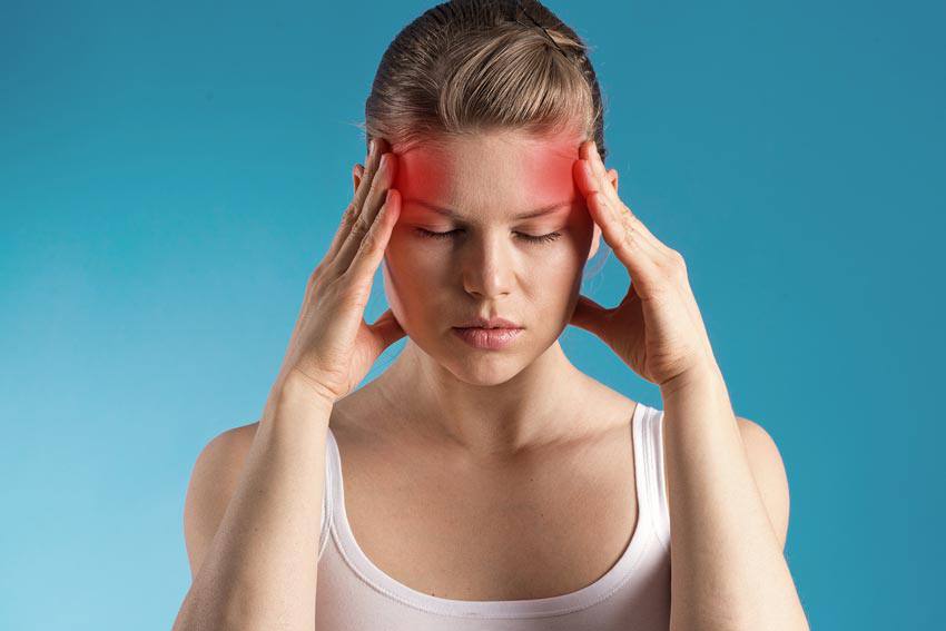 A woman having a migraine