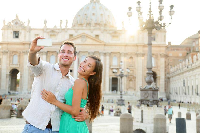 Happy couple taking a selfie