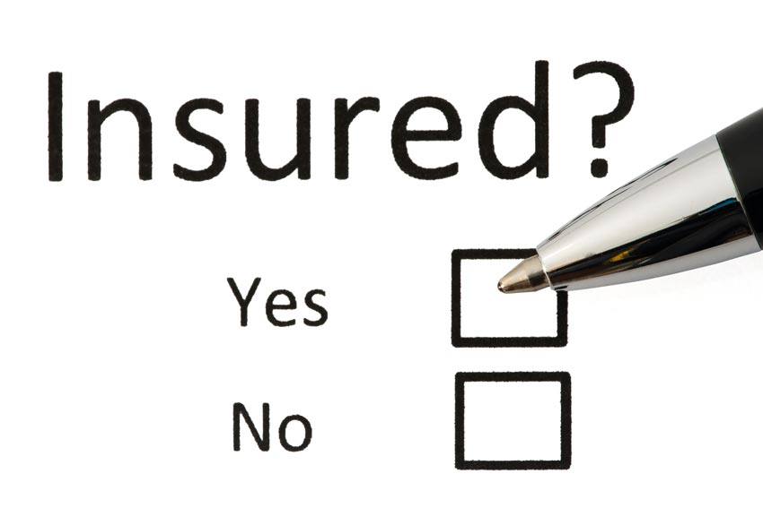 Checkmark boxes asking if they are insured